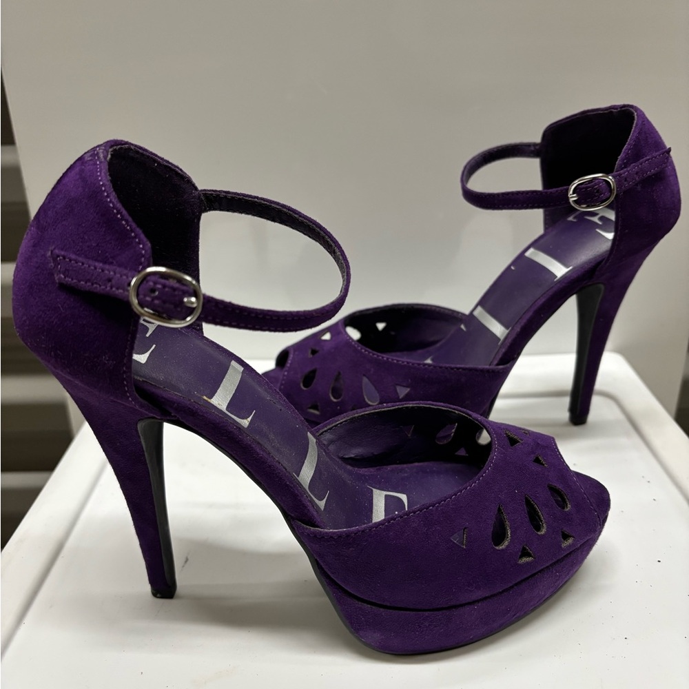 Elle Deep Purple Ankle Strap Heels